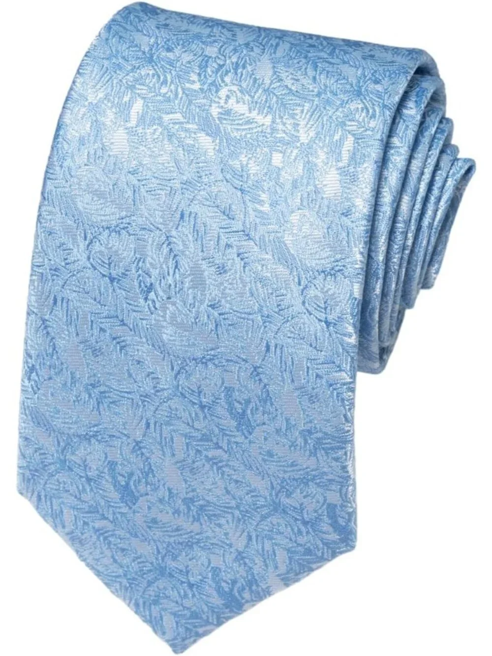 Men Sky Blue 100% Microfiber Paisley Jacquard Flower Formal Necktie For Business